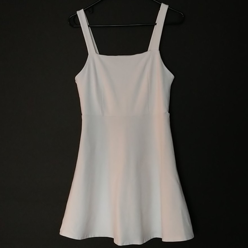 White square neck skater dress